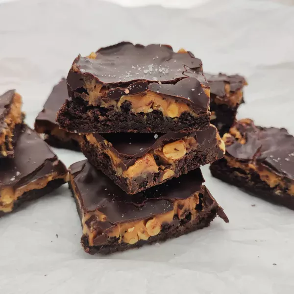 Salted Caramel, Peanut Butter Dark Choc Brownie (15 Brownies)